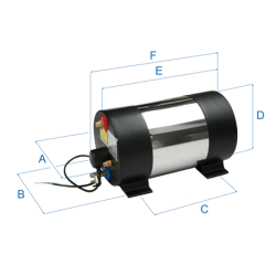 Johnson Pump RVS scheepsboiler  AquaH , 1200W - 45l, rond model, gewicht 15,0kg