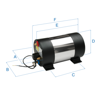 Johnson Pump RVS scheepsboiler  AquaH , 1200W - 45l, rond model, gewicht 15,0kg