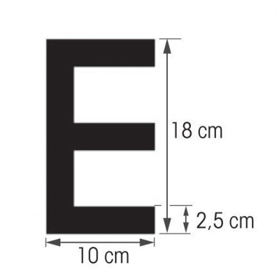 plakletter zwart 18cm voor vaste romp-E