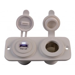 DUBBEL FLUSH FRAME WIT MET USB 2.4A EN STD STOPCONTACT