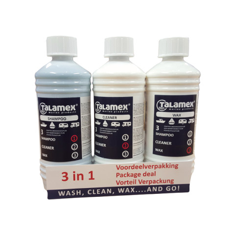 TALAMEX ONDERHOUDSSET SHAMPOO. CLEANER EN WAX