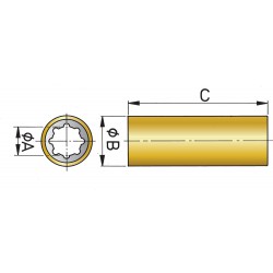 Rubberlager as 25mm bm=1 1-2 , l=100mm, kunststof