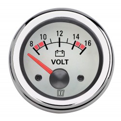 Voltmeter 12V (10-16V) D52mm wit