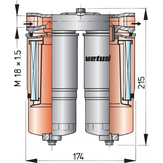 Waterafscheider groffilter type WS720 720 l-uur