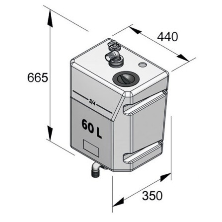 Vuilwatertank 60ltr voor wandbevestiging