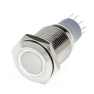 Hollex Drukknop rvs 12V aan-uit LED wit