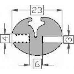 Raamrubber TPE grijs 3-4 br. 23 mm