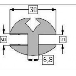 Raamrubber TPE grijs 5-6 br. 30 mm