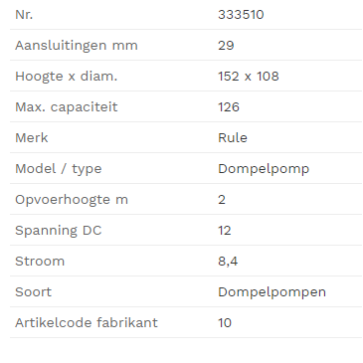 Rule Dompelpomp 2000-10 12 V - 7571 ltr-h.