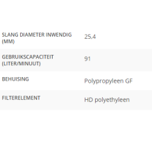 Filter koelwater slangaansluiting 25,4mm