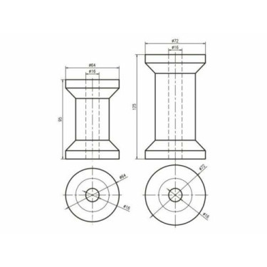 Kielrol PU L95mm Ã64mm as16mm