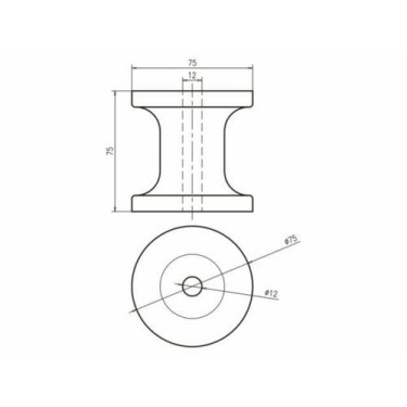 Boegrol PU L75mm Ã75mm as 16mm