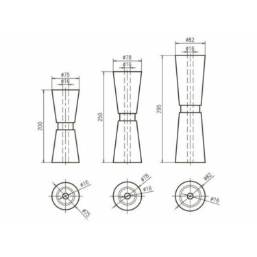 V-kielrol PU L200mm Ã75mm as 16mm