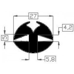 Raamrubber TPE zwart 4-5 br. 27 mm