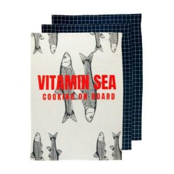 46101 -Vitamin Sea - Keukendoeken, set van 3 stuks - Blauw