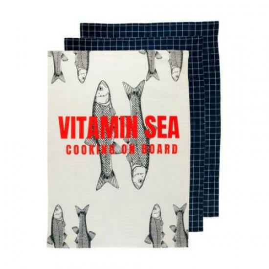 46101 -Vitamin Sea - Keukendoeken, set van 3 stuks - Blauw