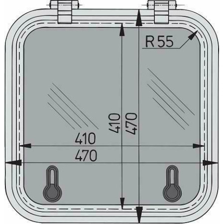 Libero vluchtluik 410x410mm new lock (R=55mm)