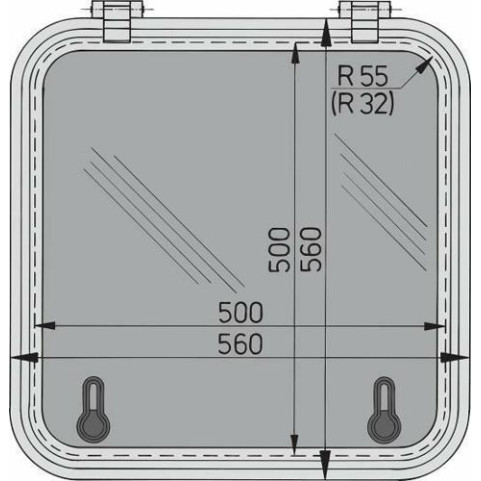 Libero vluchtluik 500x500mm (R=32mm) new lock