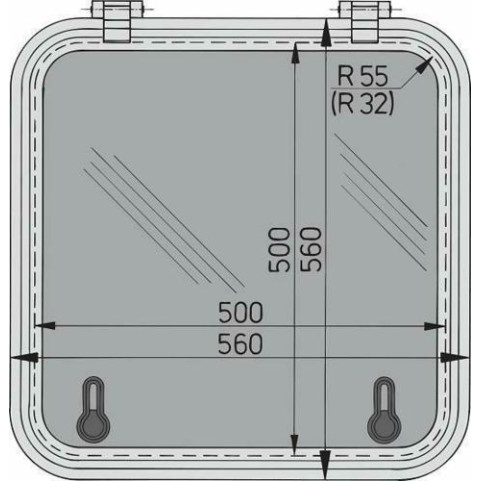 Libero vluchtluik 500x500mm (R=55mm) new lock