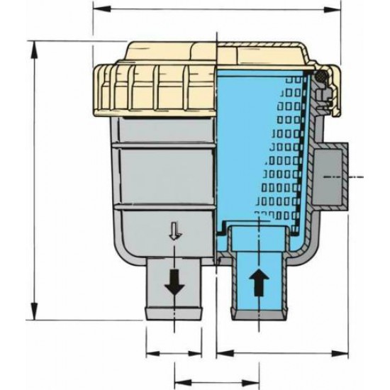Filter koelwater slangaansluiting 25,4mm