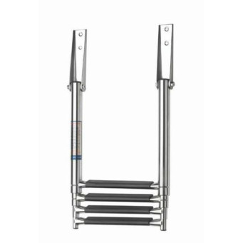 Zwemladder, SS316, 4 trede met synthetiche grips, telescopische spiegel gemonteerd