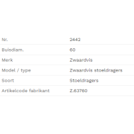 Zwaardvis Stoeldrager Ã¸ 60 mm