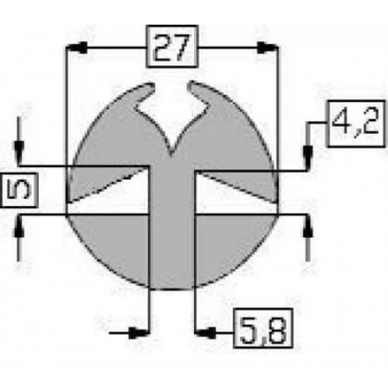 Raamrubber EPDM grijs 4-5 br. 27 mm