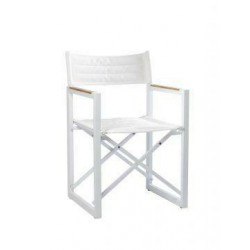 The Square aluminium with teak armrest - Chalk